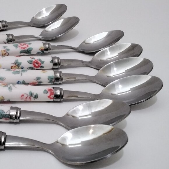 Cath Kidston Teaspoons - Set of 8 Unused - Floral Plastic and Metal - Picture 2 of 3